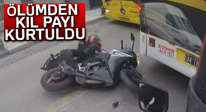 İstanbul’da motosikletli kadın sürücü ölümden kıl payı kurtuldu