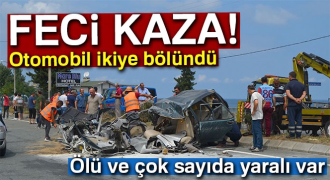 Karşı şerite geçen otomobil ikiye bölündü: 1 ölü, 12 yaralı