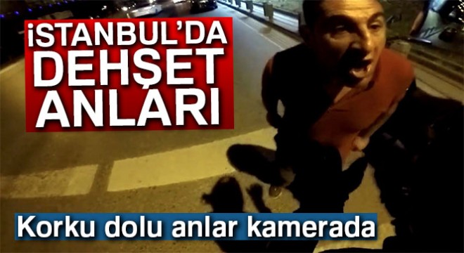 Motosiklet sürücüsüne bıçaklı saldırı kamerada